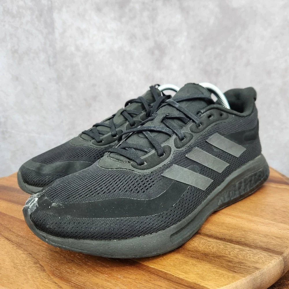 Adidas Supernova Running Shoes Mens 9 Triple Black Sneakers Trainers H04467‎
